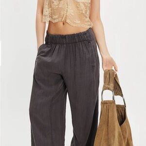 Free People Charcoal Wide-Leg Pants